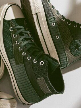 Converse Chuck 70 Hi Antique 'Mono Patchwork' Unisex Shoes Green